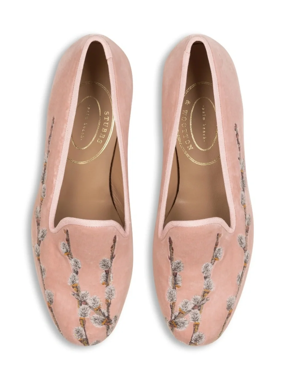 $625 NIB Stubbs & Wootton Women's Catkins Velvet Slippers Loafers Flats US 9 - Picture 1 of 4